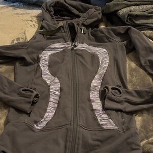 Lululemon Gray Hooded Jacket with Purple Accents